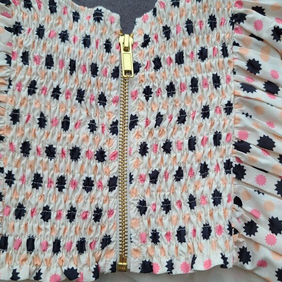 Anthropologie MAEVE Bow-Tie One Shoulder Top Sz 8 Cream Pink Black Boho Zip NWT - Picture 7 of 11